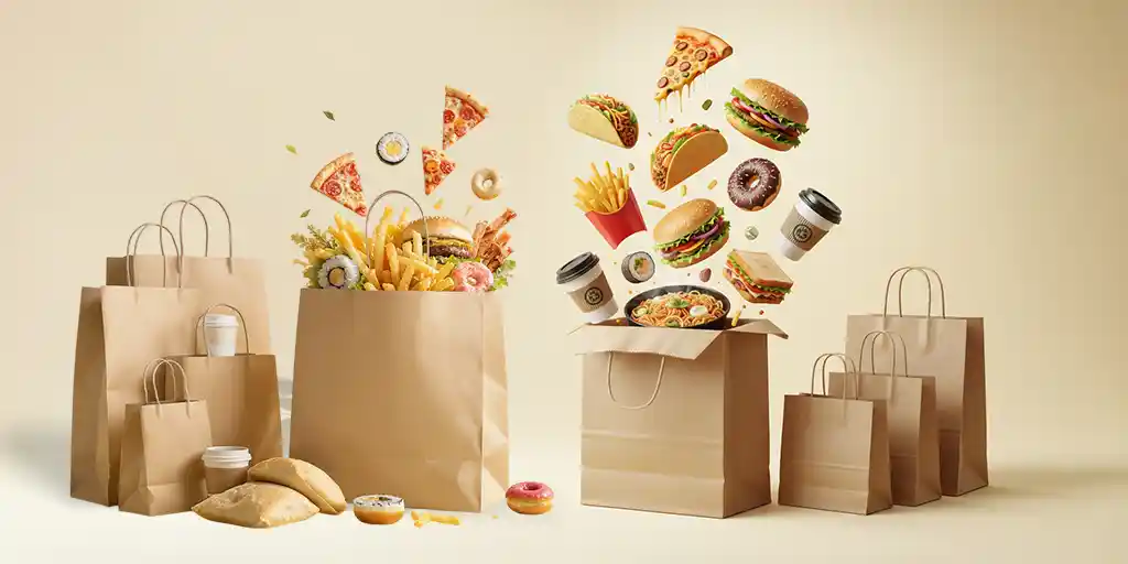 Shapes of takeout paper bags